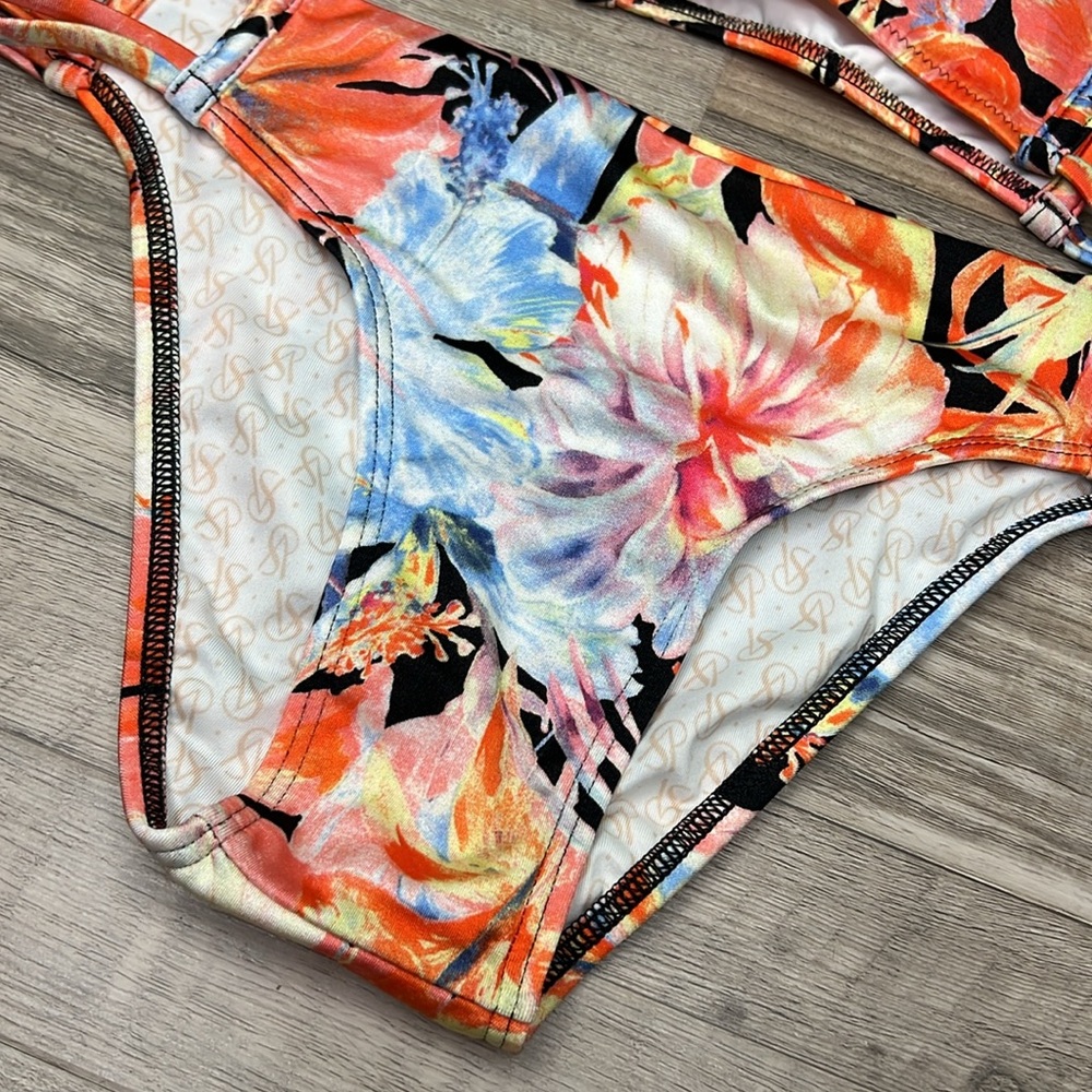 Victoria's Secret Strappy Longline Tropical Floral Bikini Swim Set NEW - Picture 3 of 16